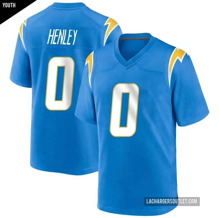 Youth Los Angeles Chargers ＃0 Daiyan Henley Blue Game Powder Alternate Jersey