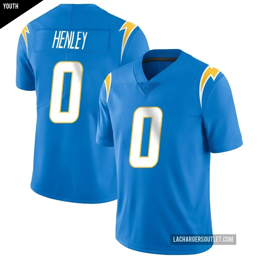Youth Los Angeles Chargers ＃0 Daiyan Henley Blue Limited Powder Vapor Untouchable Alternate Jersey