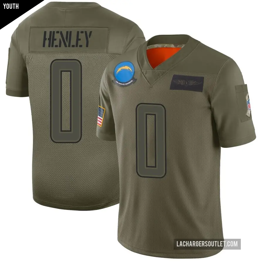Youth Los Angeles Chargers ＃0 Daiyan Henley Camo Limited 2019 Salute to Service Jersey