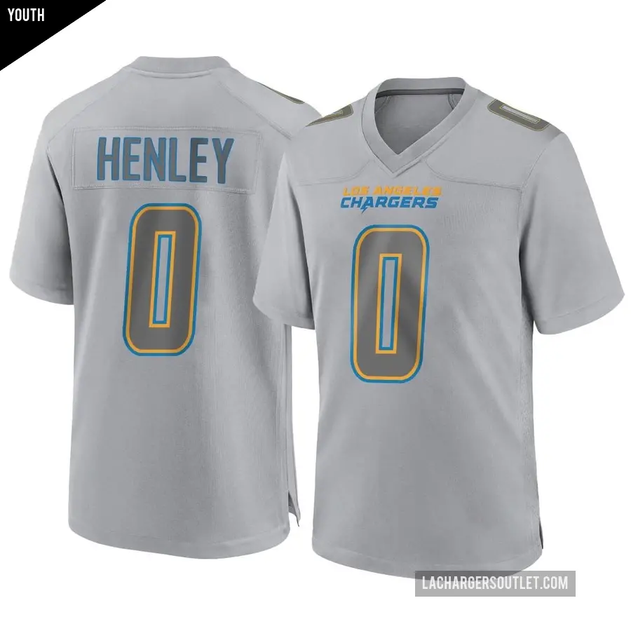 Youth Los Angeles Chargers ＃0 Daiyan Henley Gray Game Atmosphere Fashion Jersey