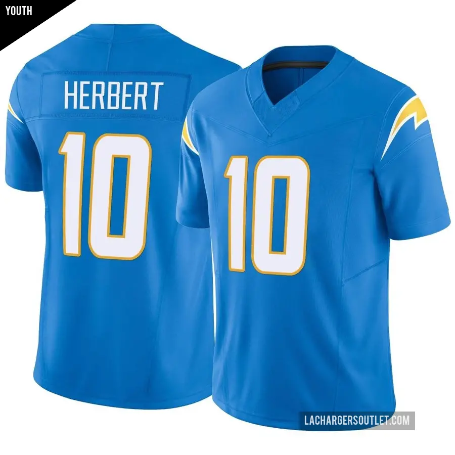 Youth Los Angeles Chargers ＃10 Justin Herbert Blue Limited Powder Vapor F.U.S.E. Jersey