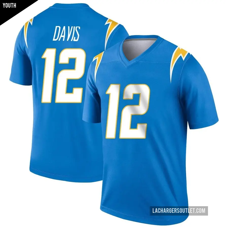 Youth Los Angeles Chargers ＃12 Derius Davis Blue Legend Powder Jersey
