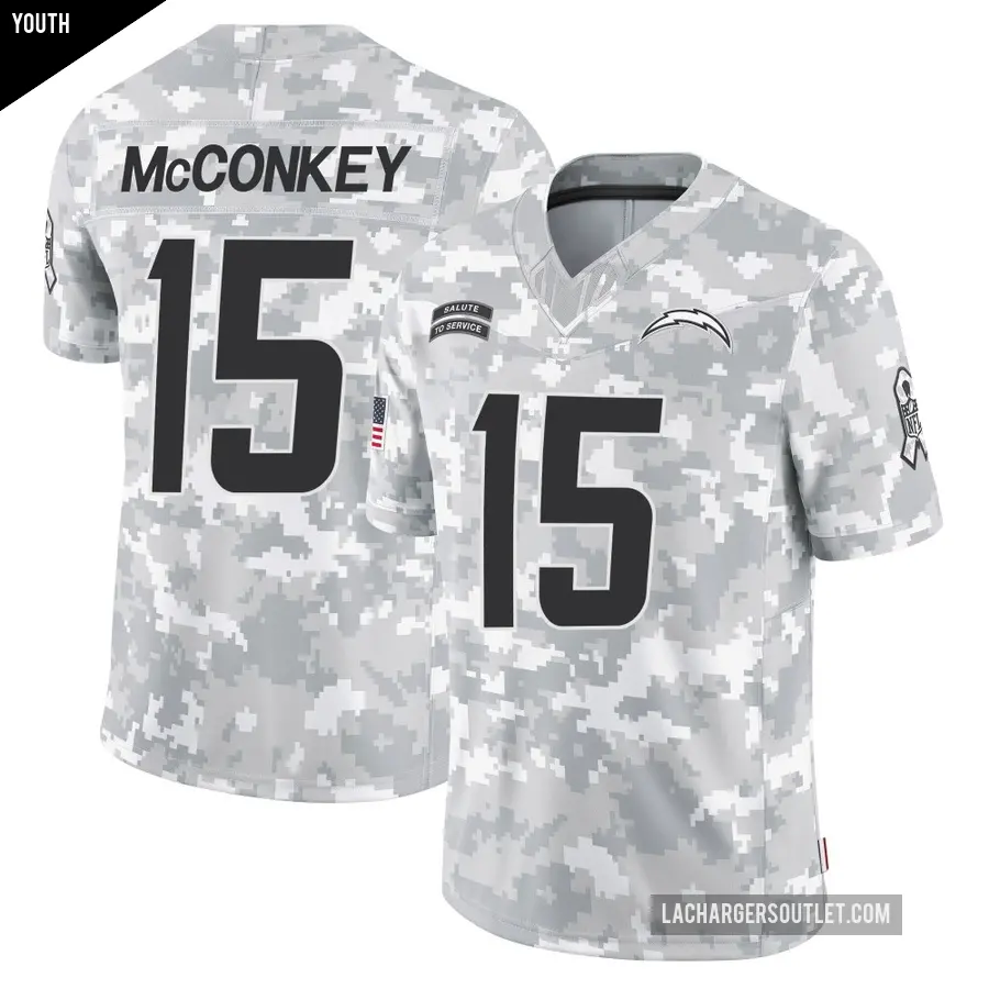 Youth Los Angeles Chargers ＃15 Ladd McConkey Arctic Camo Limited 2024 Salute to Service Jersey