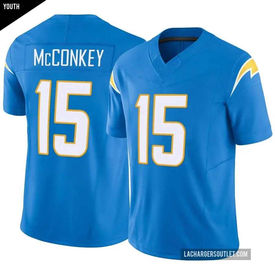 Youth Los Angeles Chargers ＃15 Ladd McConkey Blue Limited Powder Vapor F.U.S.E. Jersey