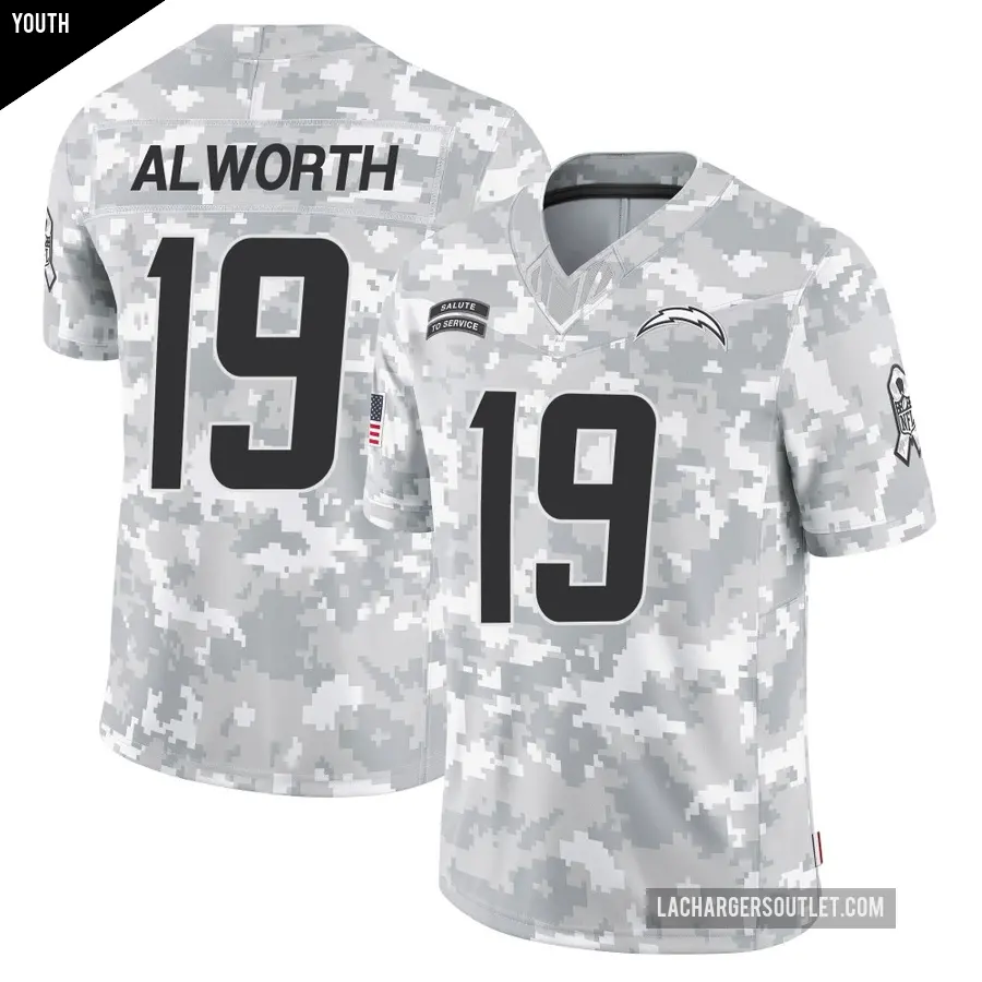Youth Los Angeles Chargers ＃19 Lance Alworth Arctic Camo Limited 2024 Salute to Service Jersey