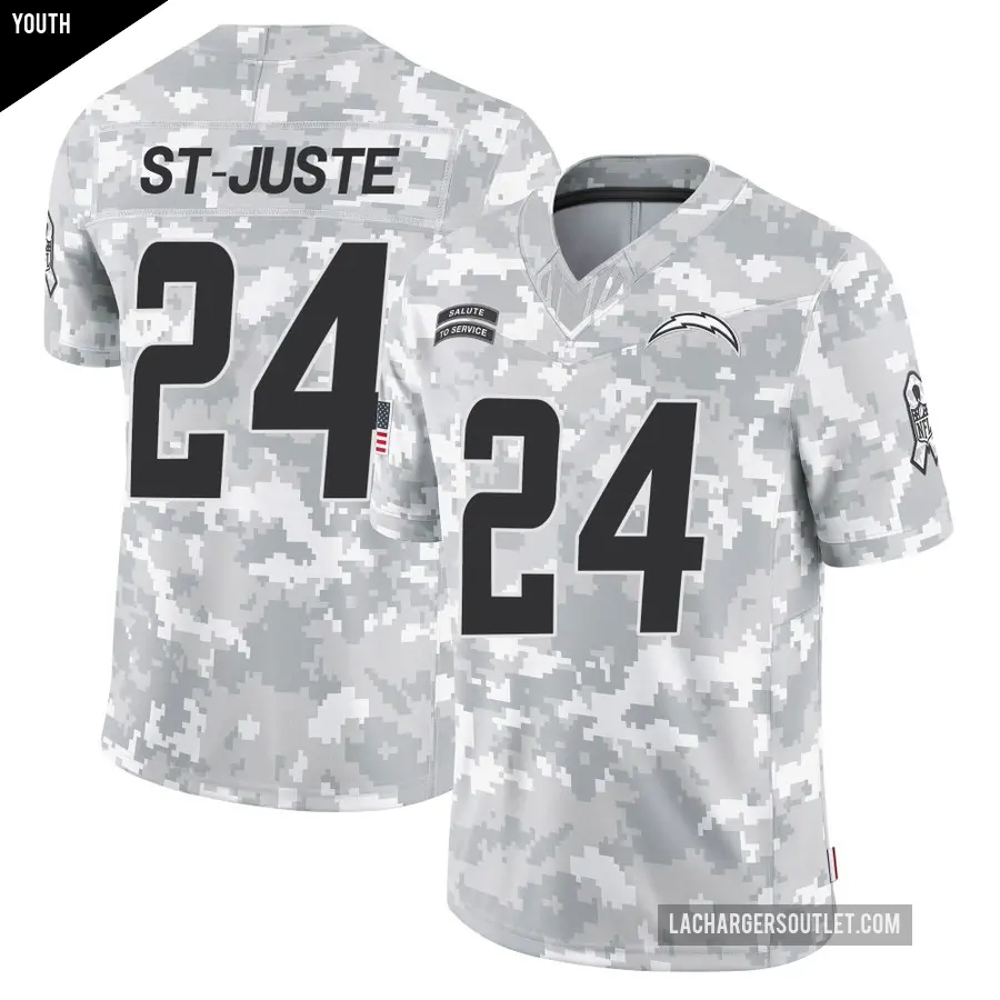 Youth Los Angeles Chargers ＃24 Benjamin St-Juste Arctic Camo Limited 2024 Salute to Service Jersey