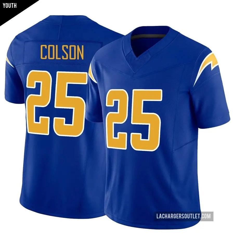 Youth Los Angeles Chargers ＃25 Junior Colson Royal Limited Vapor F.U.S.E. Jersey
