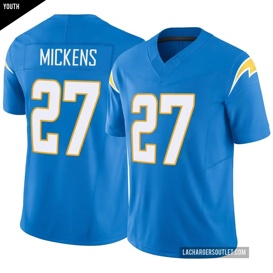Youth Los Angeles Chargers ＃27 RJ Mickens Blue Limited Powder Vapor F.U.S.E. Jersey