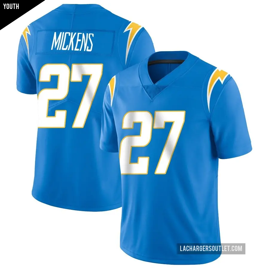 Youth Los Angeles Chargers ＃27 RJ Mickens Blue Limited Powder Vapor Untouchable Alternate Jersey