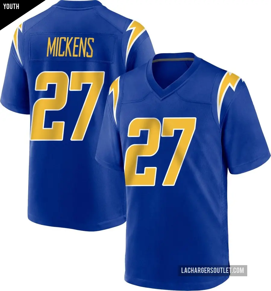 Youth Los Angeles Chargers ＃27 RJ Mickens Royal Game 2nd Alternate Jersey