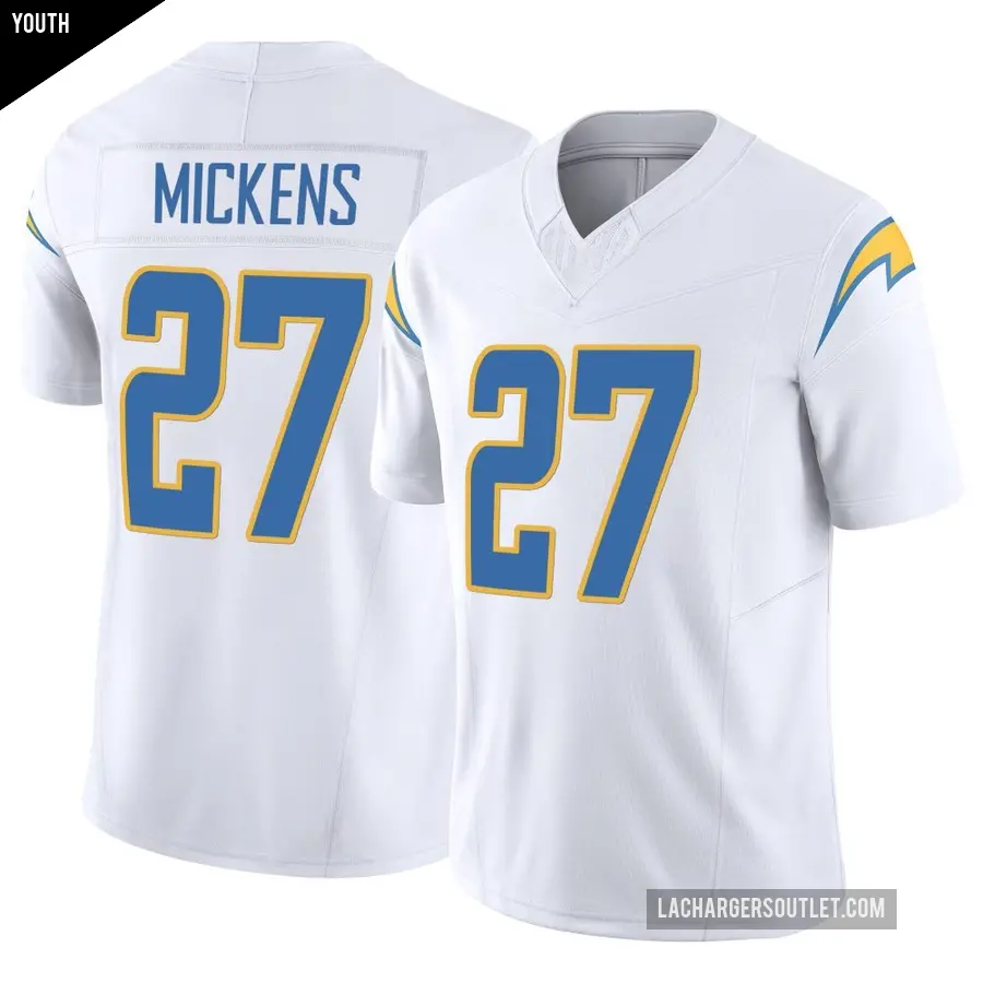 Youth Los Angeles Chargers ＃27 RJ Mickens White Limited Vapor F.U.S.E. Jersey