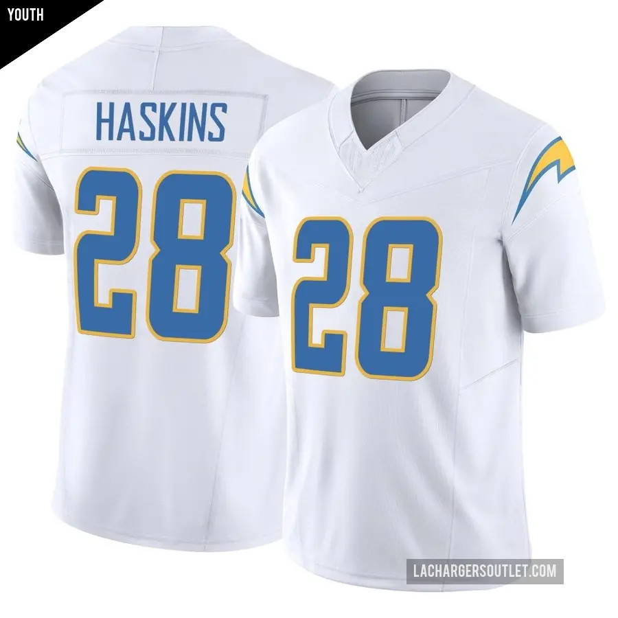 Youth Los Angeles Chargers ＃28 Hassan Haskins White Limited Vapor F.U.S.E. Jersey