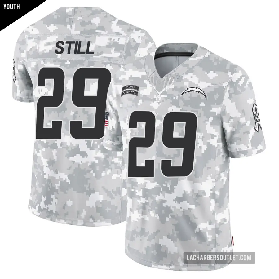 Youth Los Angeles Chargers ＃29 Tarheeb Still Arctic Camo Limited 2024 Salute to Service Jersey