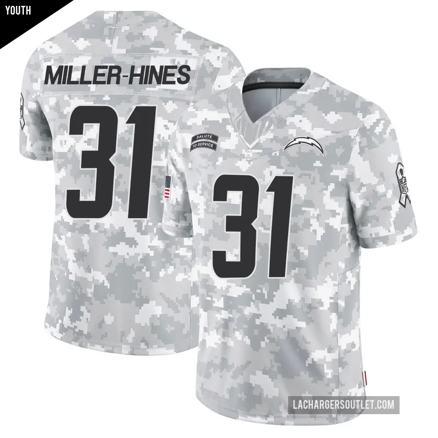 Youth Los Angeles Chargers ＃31 Nyheim Miller-Hines Arctic Camo Limited 2024 Salute to Service Jersey