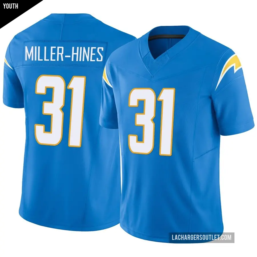 Youth Los Angeles Chargers ＃31 Nyheim Miller-Hines Blue Limited Powder Vapor F.U.S.E. Jersey