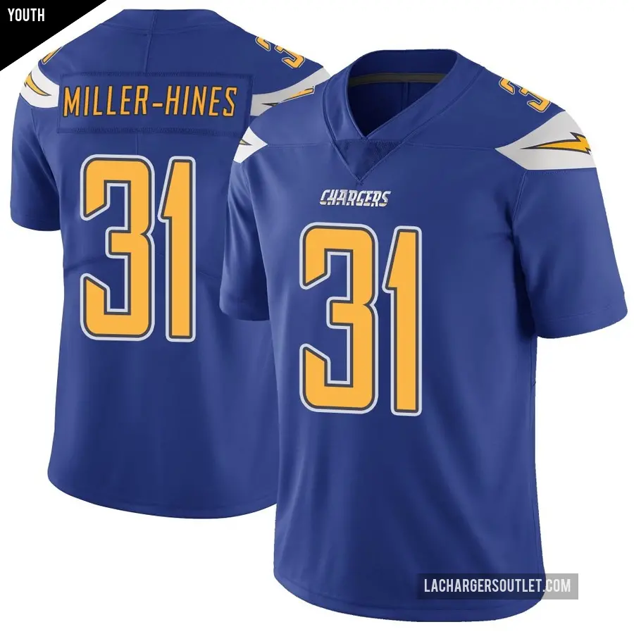 Youth Los Angeles Chargers ＃31 Nyheim Miller-Hines Royal Limited Color Rush Vapor Untouchable Jersey