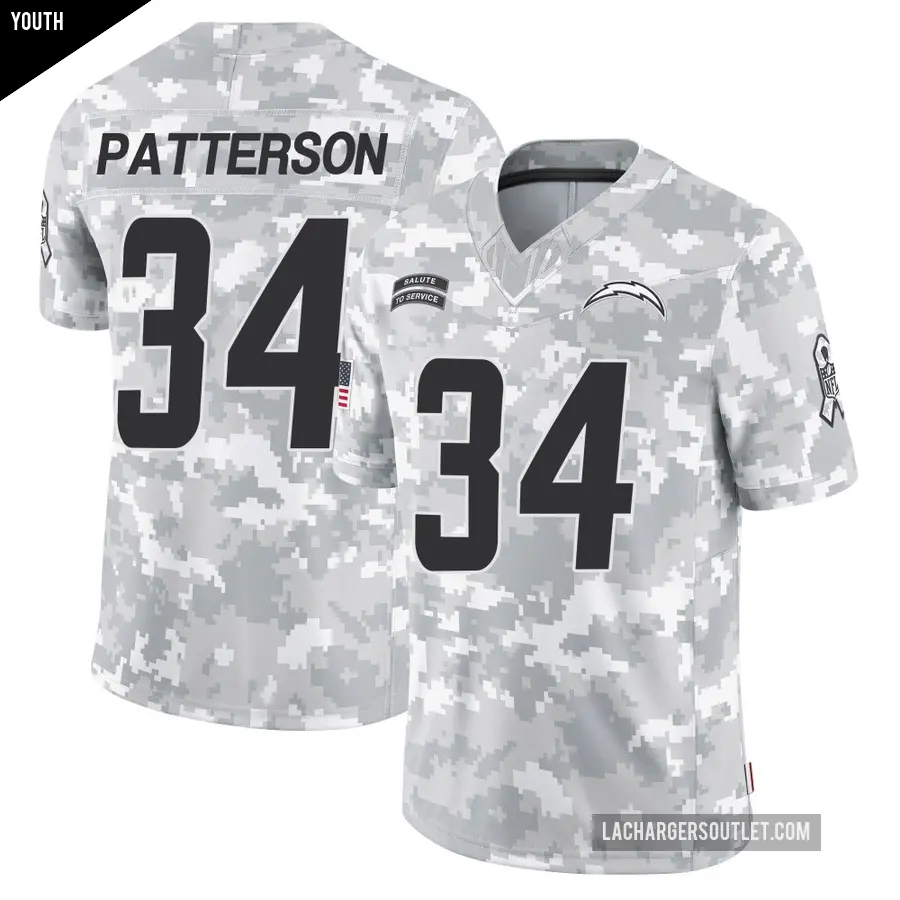 Youth Los Angeles Chargers ＃34 Jaret Patterson Arctic Camo Limited 2024 Salute to Service Jersey