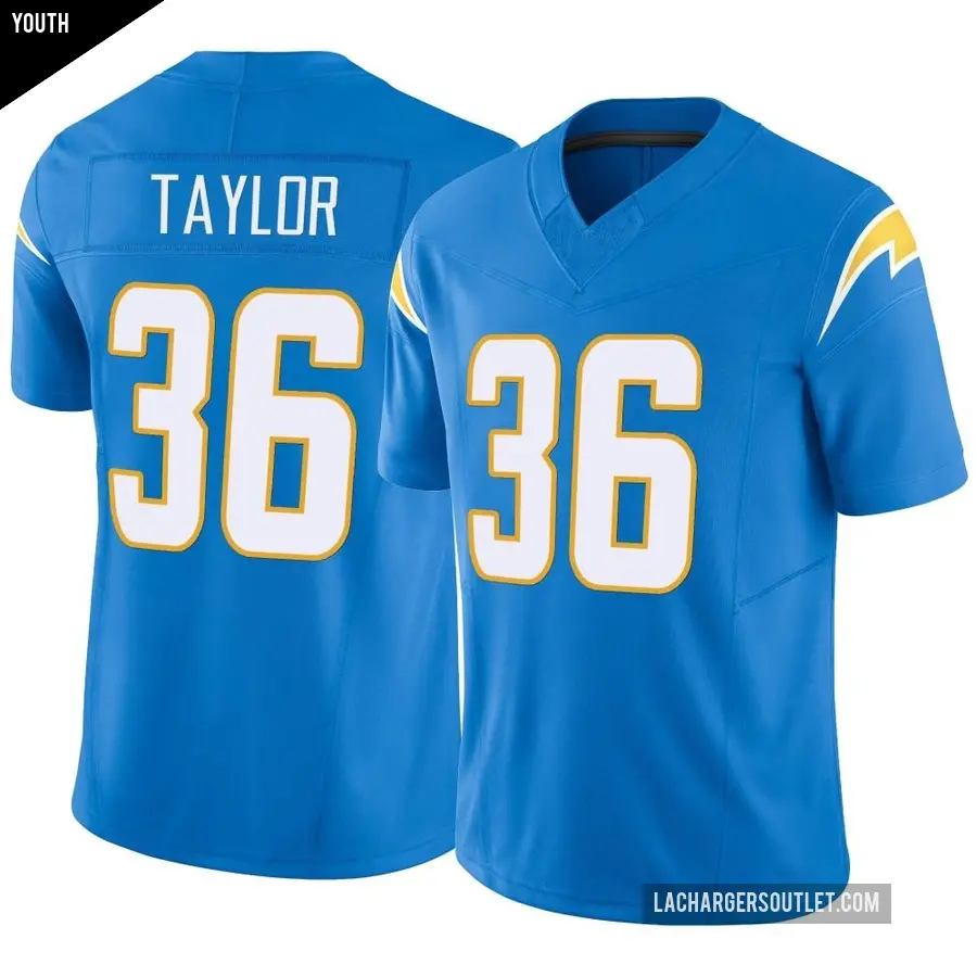 Youth Los Angeles Chargers ＃36 Ja'Sir Taylor Blue Limited Powder Vapor F.U.S.E. Jersey