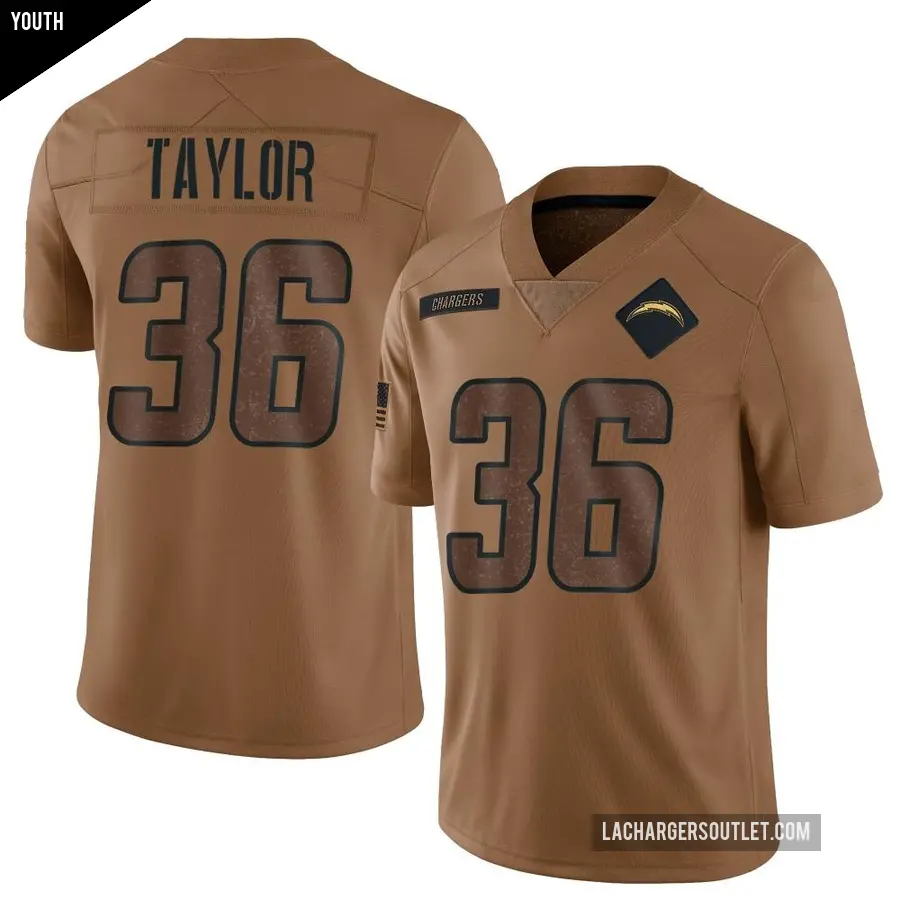 Youth Los Angeles Chargers ＃36 Ja'Sir Taylor Brown Limited 2023 Salute To Service Jersey