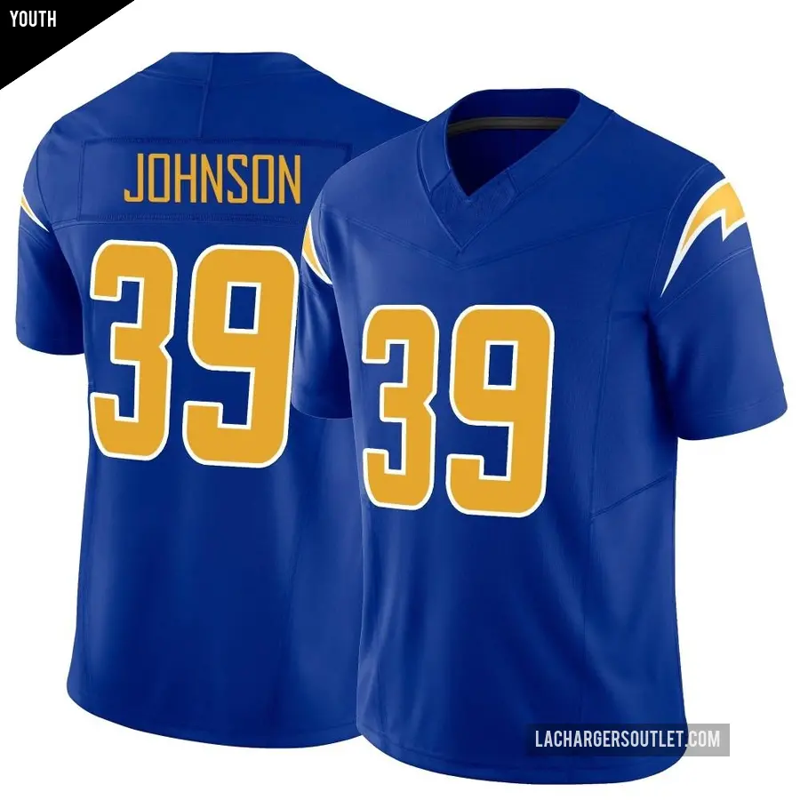 Youth Los Angeles Chargers ＃39 Jaylen Johnson Royal Limited Vapor F.U.S.E. Jersey