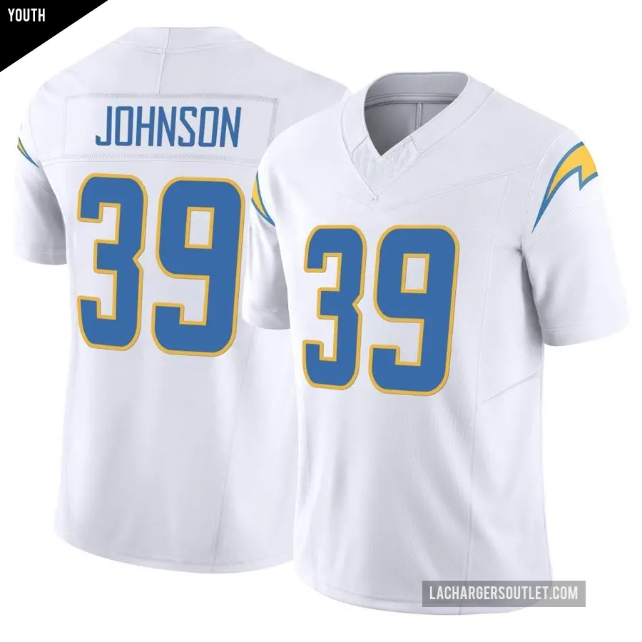 Youth Los Angeles Chargers ＃39 Jaylen Johnson White Limited Vapor F.U.S.E. Jersey