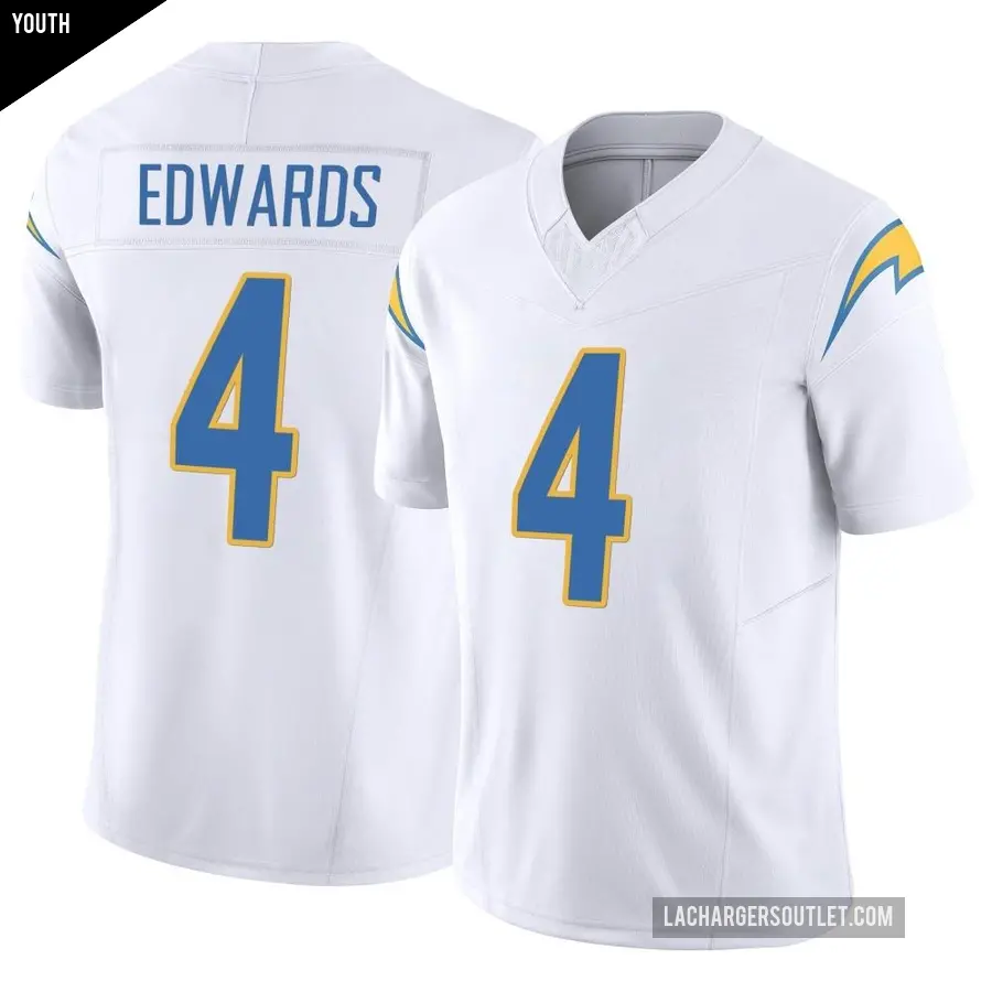 Youth Los Angeles Chargers ＃4 Gus Edwards White Limited Vapor F.U.S.E. Jersey