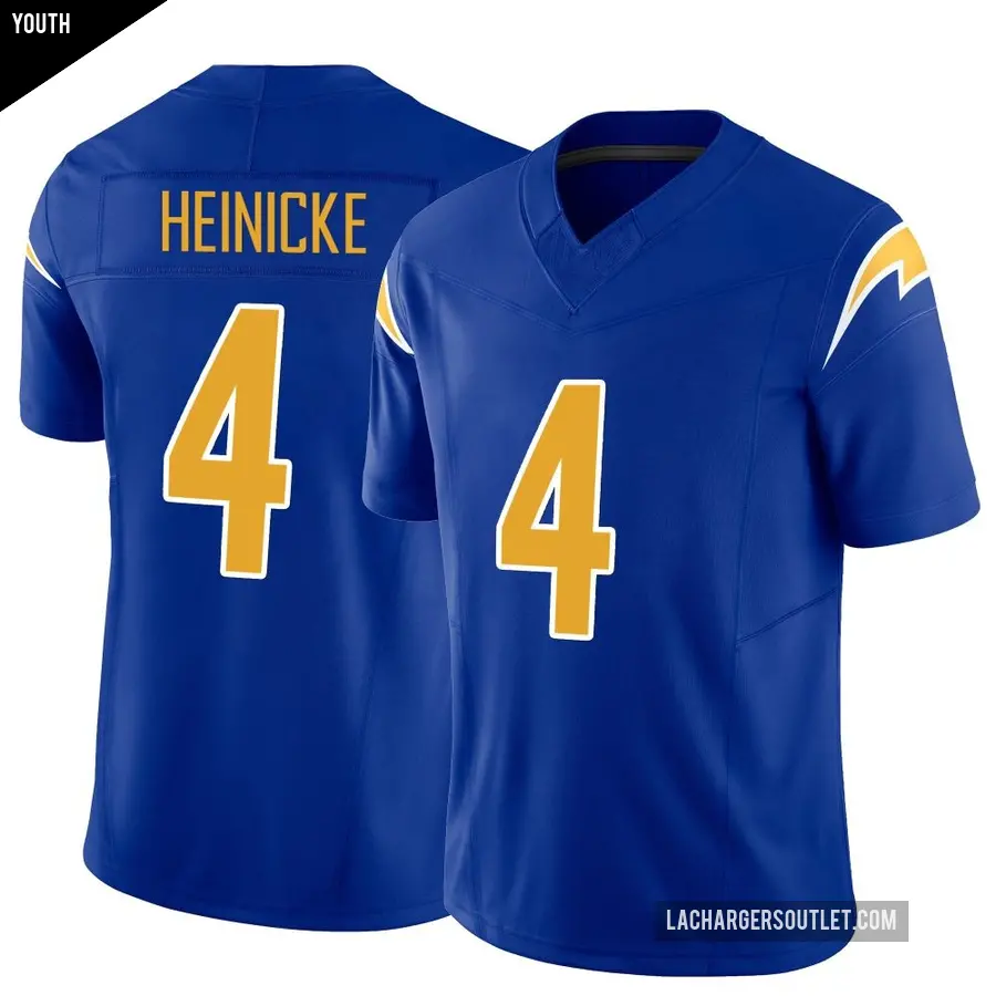 Youth Los Angeles Chargers ＃4 Taylor Heinicke Royal Limited Vapor F.U.S.E. Jersey