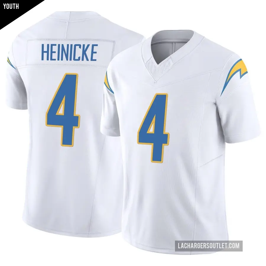 Youth Los Angeles Chargers ＃4 Taylor Heinicke White Limited Vapor F.U.S.E. Jersey