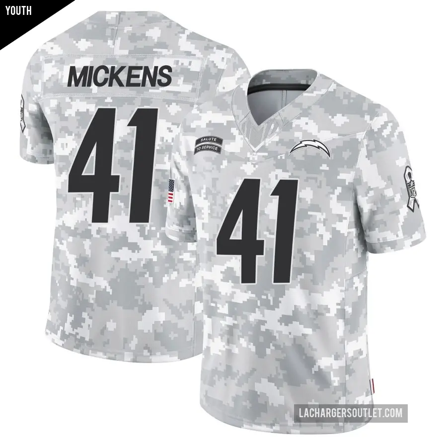 Youth Los Angeles Chargers ＃41 R.J. Mickens Arctic Camo Limited 2024 Salute to Service Jersey