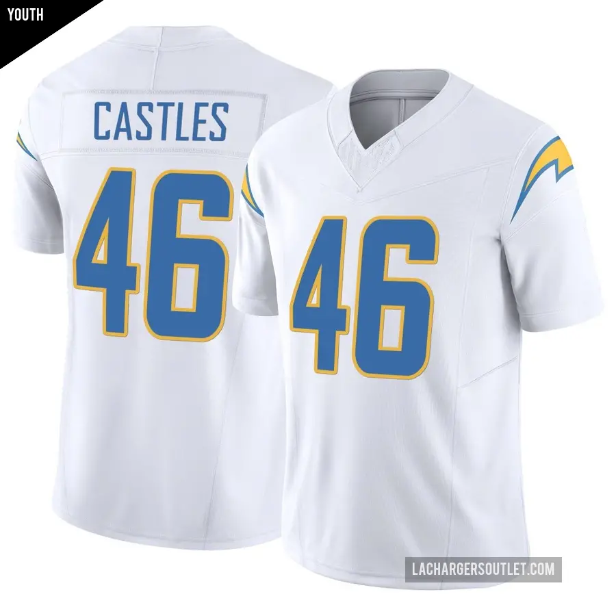 Youth Los Angeles Chargers ＃46 McCallan Castles White Limited Vapor F.U.S.E. Jersey
