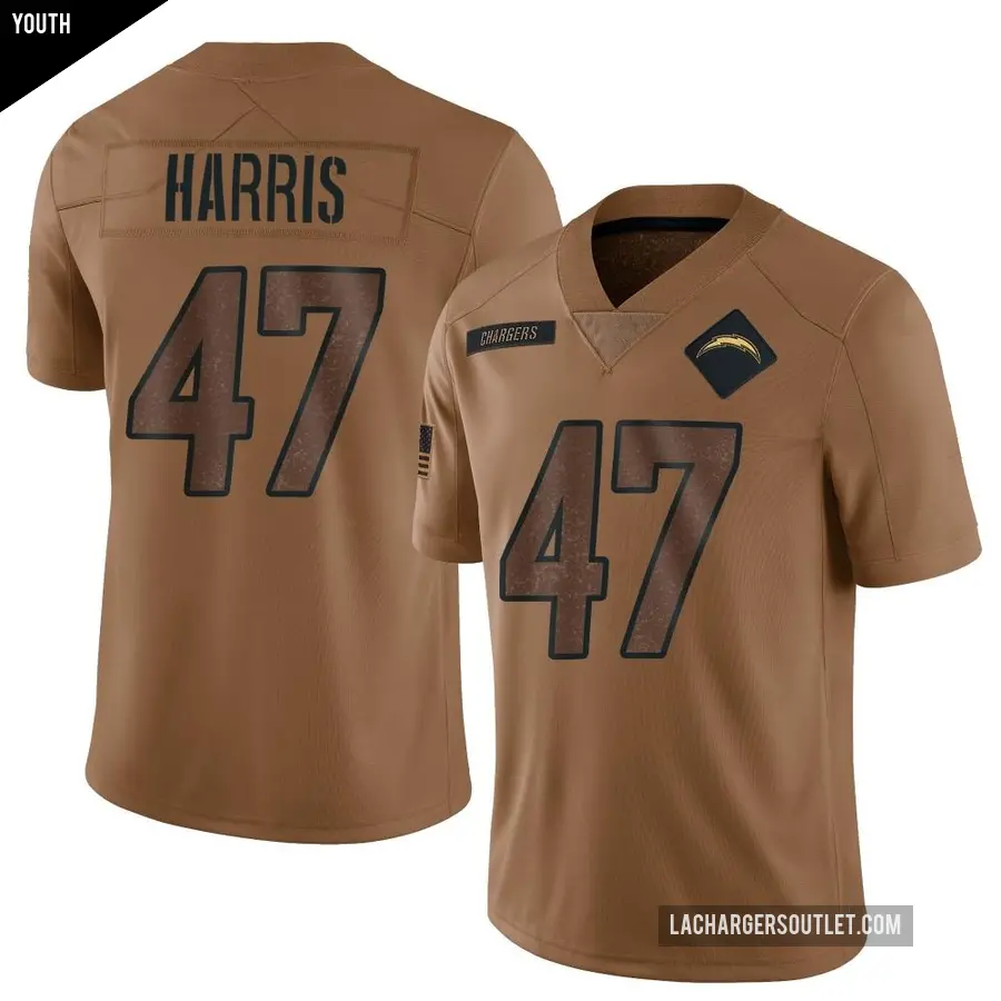 Youth Los Angeles Chargers ＃47 Josh Harris Brown Limited 2023 Salute To Service Jersey