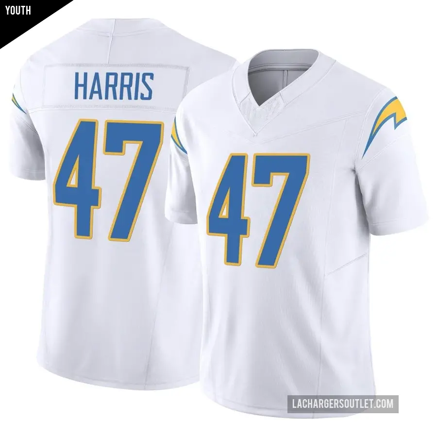 Youth Los Angeles Chargers ＃47 Josh Harris White Limited Vapor F.U.S.E. Jersey