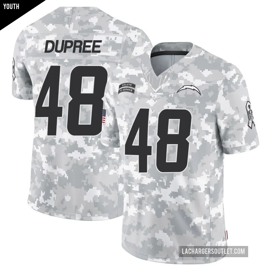 Youth Los Angeles Chargers ＃48 Bud Dupree Arctic Camo Limited 2024 Salute to Service Jersey