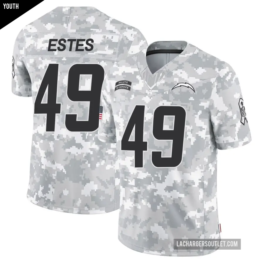 Youth Los Angeles Chargers ＃49 Mike Estes Arctic Camo Limited 2024 Salute to Service Jersey