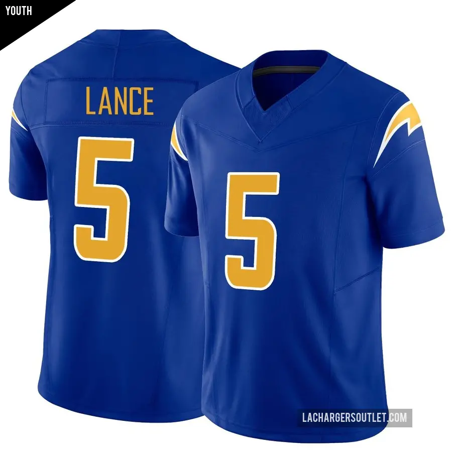 Youth Los Angeles Chargers ＃5 Trey Lance Royal Limited Vapor F.U.S.E. Jersey