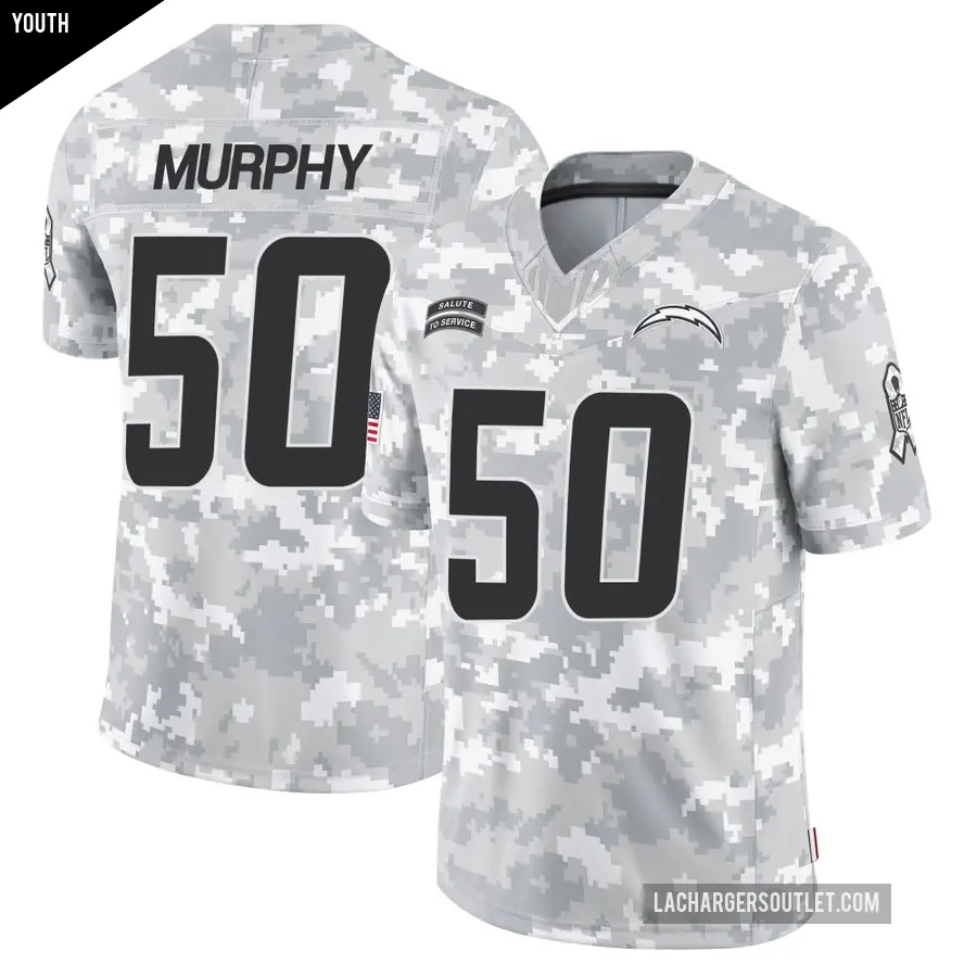 Youth Los Angeles Chargers ＃50 Caleb Murphy Arctic Camo Limited 2024 Salute to Service Jersey