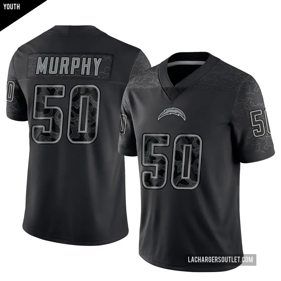 Youth Los Angeles Chargers ＃50 Caleb Murphy Black Limited Reflective Jersey
