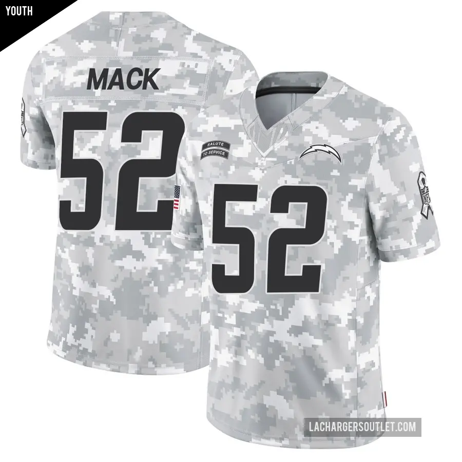Youth Los Angeles Chargers ＃52 Khalil Mack Arctic Camo Limited 2024 Salute to Service Jersey