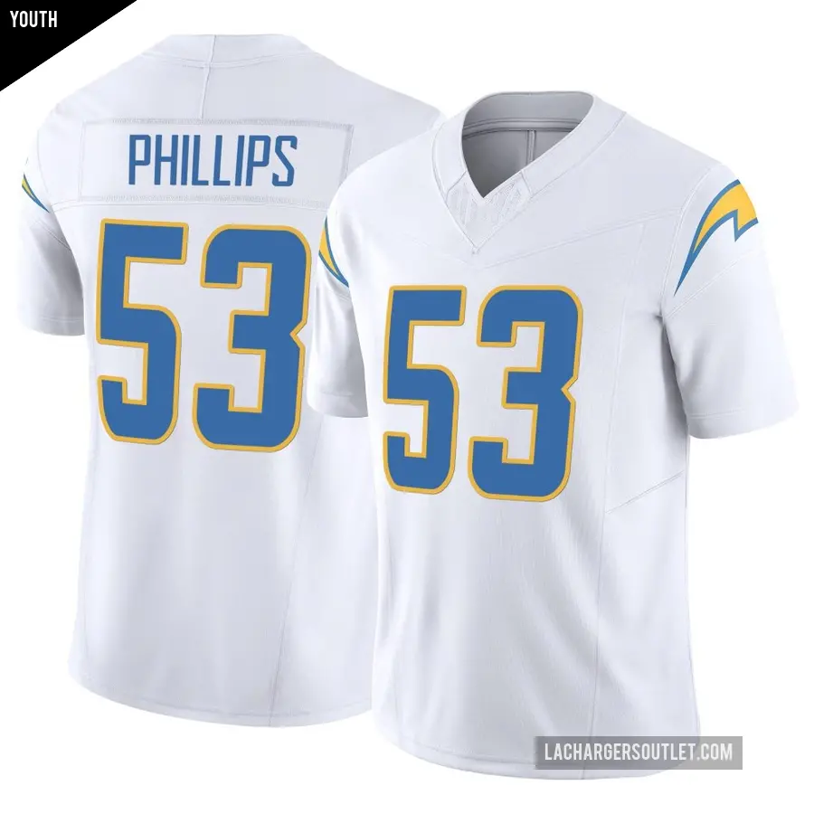 Youth Los Angeles Chargers ＃53 Del'Shawn Phillips White Limited Vapor F.U.S.E. Jersey