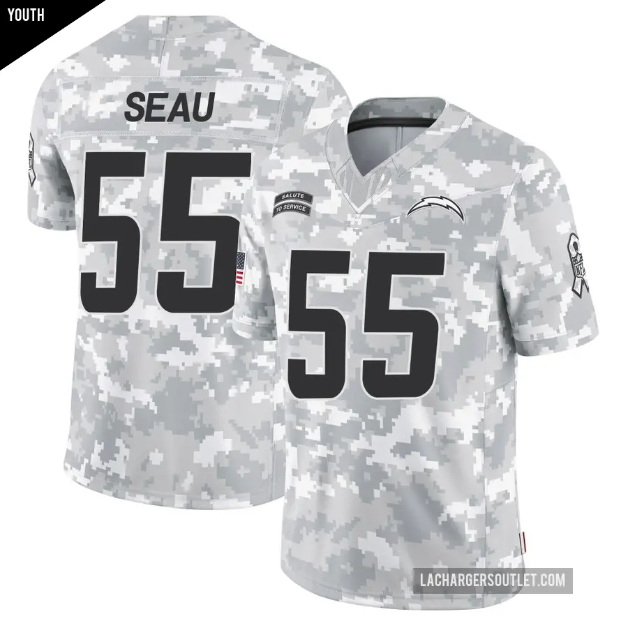 Youth Los Angeles Chargers ＃55 Junior Seau Arctic Camo Limited 2024 Salute to Service Jersey