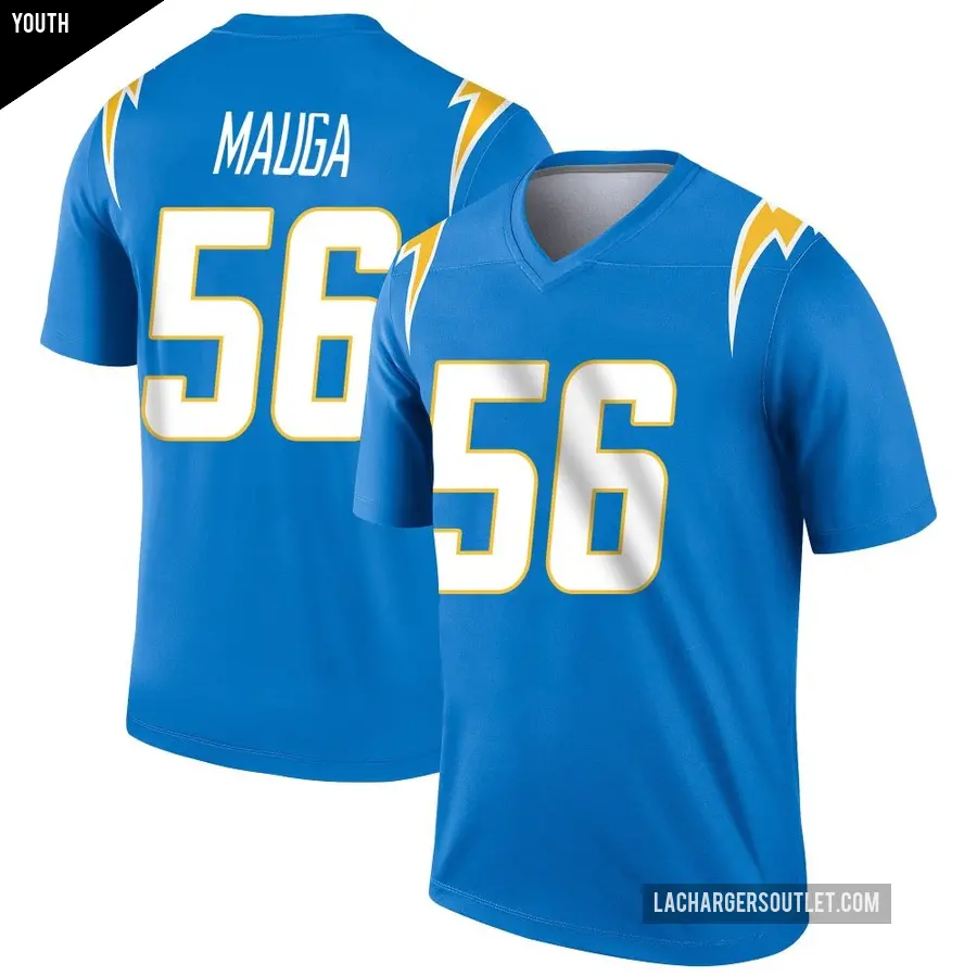 Youth Los Angeles Chargers ＃56 Kana'i Mauga Blue Legend Powder Jersey