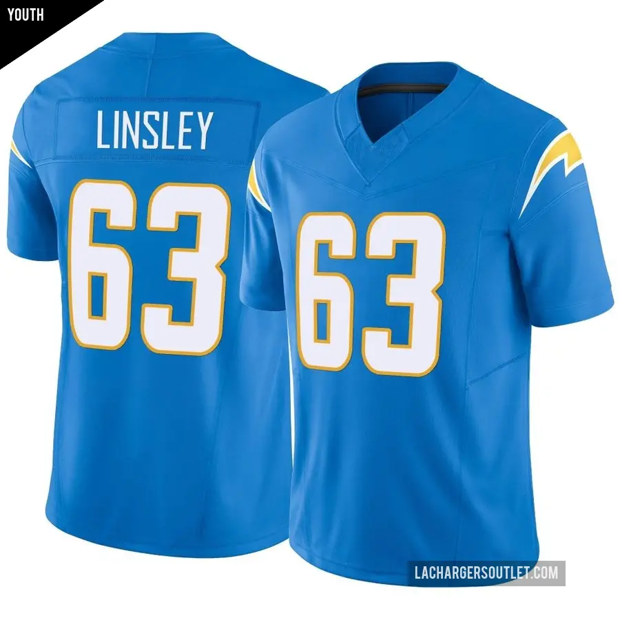 Youth Los Angeles Chargers ＃63 Corey Linsley Blue Limited Powder Vapor F.U.S.E. Jersey