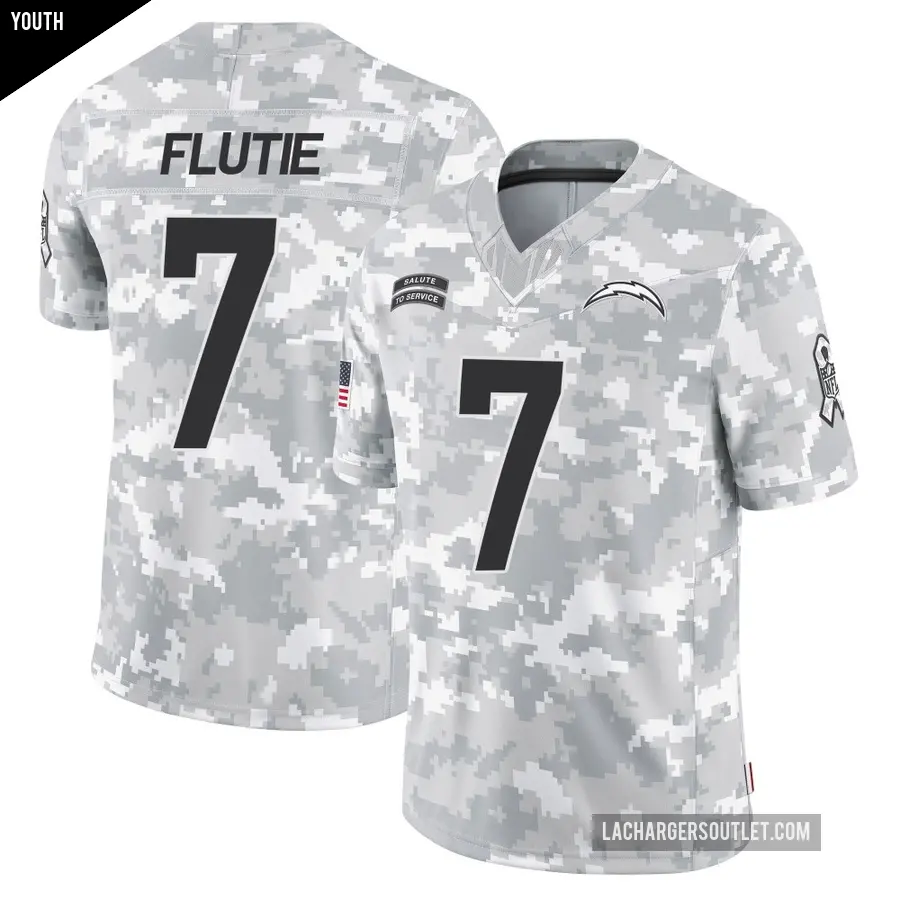 Youth Los Angeles Chargers ＃7 Doug Flutie Arctic Camo Limited 2024 Salute to Service Jersey