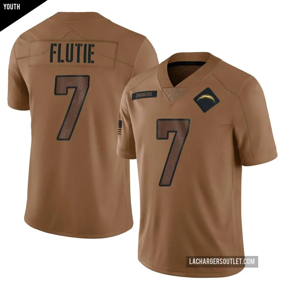 Youth Los Angeles Chargers ＃7 Doug Flutie Brown Limited 2023 Salute To Service Jersey