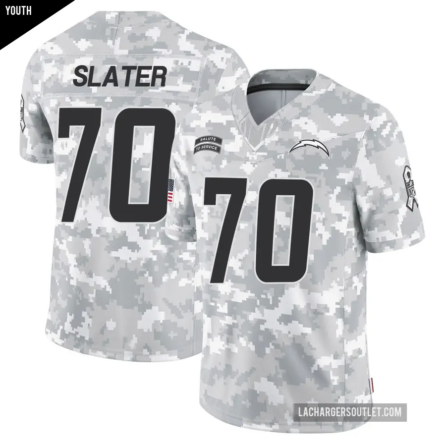Youth Los Angeles Chargers ＃70 Rashawn Slater Arctic Camo Limited 2024 Salute to Service Jersey