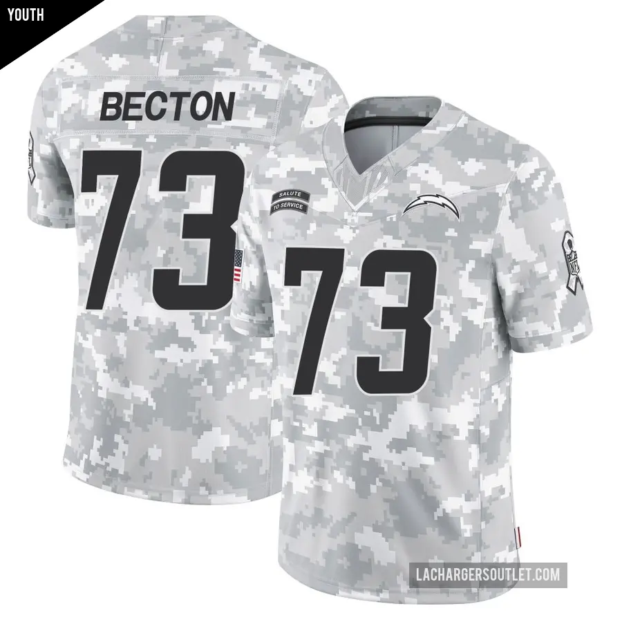 Youth Los Angeles Chargers ＃73 Mekhi Becton Arctic Camo Limited 2024 Salute to Service Jersey