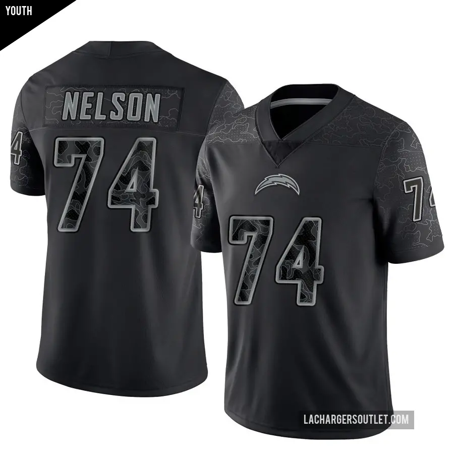 Youth Los Angeles Chargers ＃74 Ryan Nelson Black Limited Reflective Jersey