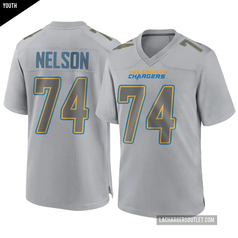 Youth Los Angeles Chargers ＃74 Ryan Nelson Gray Game Atmosphere Fashion Jersey