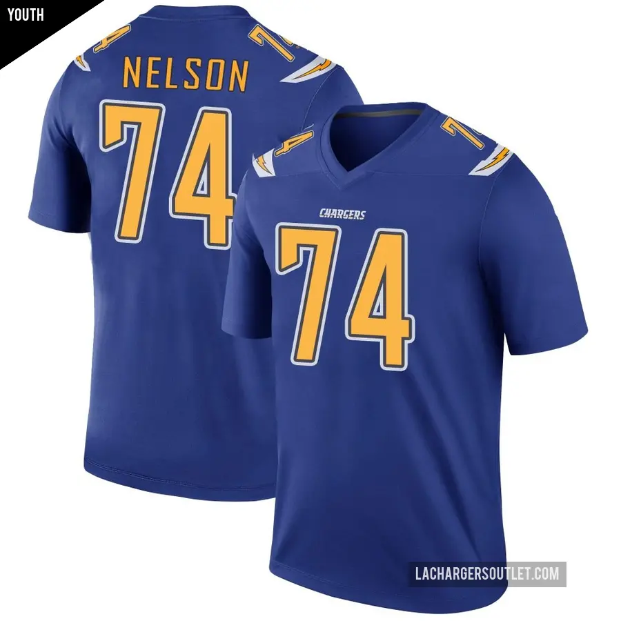 Youth Los Angeles Chargers ＃74 Ryan Nelson Royal Legend Color Rush Jersey