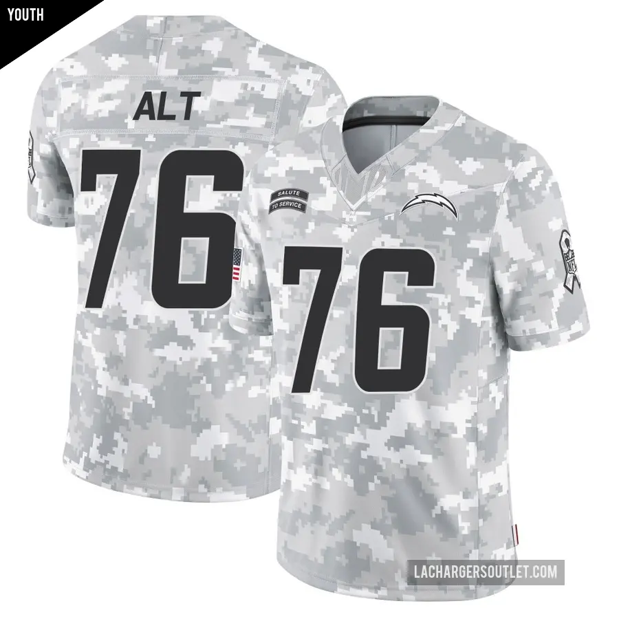 Youth Los Angeles Chargers ＃76 Joe Alt Arctic Camo Limited 2024 Salute to Service Jersey
